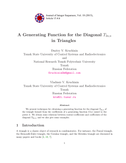 A Generating Function for the Diagonal T2n,n in Triangles