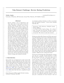 Yelp Dataset Challenge: Review Rating Prediction