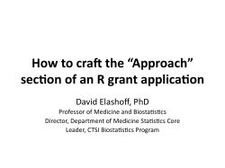 How to craft the âApproachâ sec on of an R grant