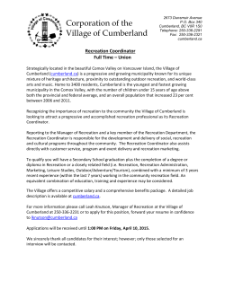 Recreation Coordinator - The Village of Cumberland
