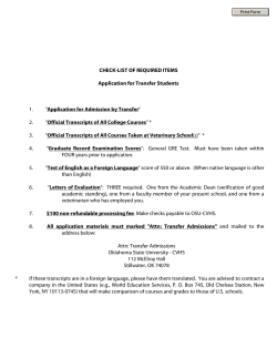 CHECK-LIST OF REQUIRED ITEMS Application for Transfer
