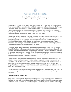 Great Wolf Resorts, Inc. to be Acquired by an Affiliate of