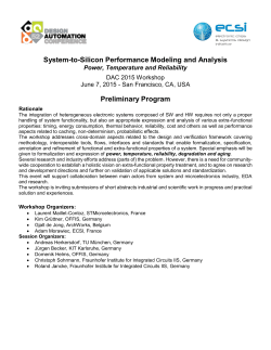 System-to-Silicon Performance Modeling and Analysis Preliminary