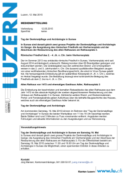 Luzern, 12. Mai 2015 MEDIENMITTEILUNG Verbreitung 12.05.2015