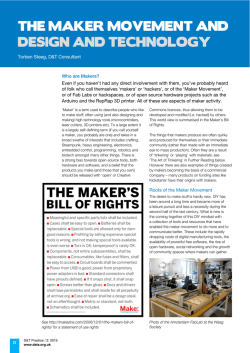 THE MaKEr MoVEMENT aNd dESIGN aNd TECHNoloGY