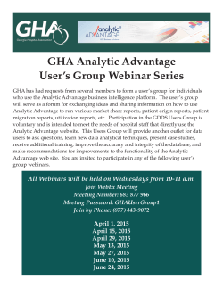 GHA Analytic Advantage User`s Group Webinar Series