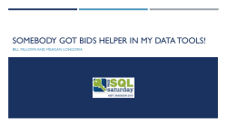 Somebody Got Bids Helper in My Data Tools!