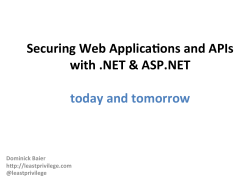 Securing Web Applicasons and APIs with .NET & ASP.NET today