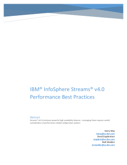 IBMÂ® InfoSphere StreamsÂ® v4.0 Performance Best Practices