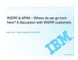 WSRR & APIM â Where do we go from here? A discussion