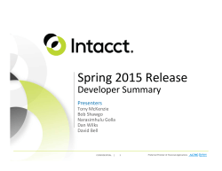 Spring 2015 Release - Developing on the Intacct