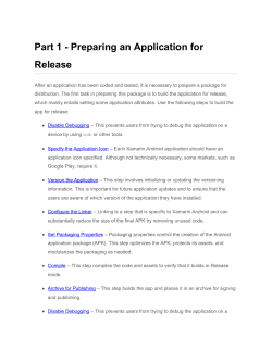 Part 1 - Preparing an Application for Release