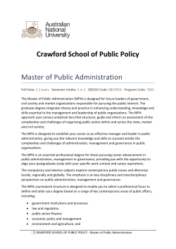 Crawford School of Public Policy Master of Public Administration