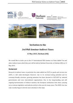 PhD Seminar Series on Indirect Tax