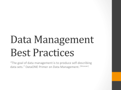 Best Practices in Data Management - Center for Digital Humanities