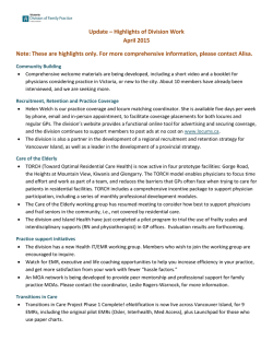 Update &acirc; Highlights of Division Work April 2015 Note: These are