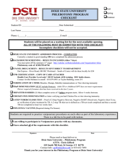 DIXIE STATE UNIVERSITY PHLEBOTOMY PROGRAM CHECKLIST