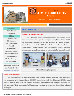 April 2015 News-Letter - SDM Institute of technology, Ujire