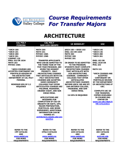 Course Requirements For Transfer Majors ARCHITECTURE