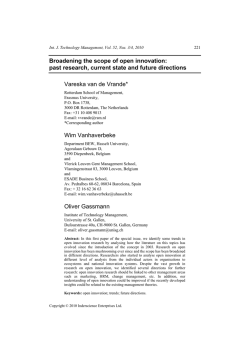 Broadening the scope of open innovation: past research