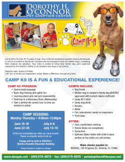 Camp K9 Registration Form! - Dorothy O`Connor Pet Adoption Center