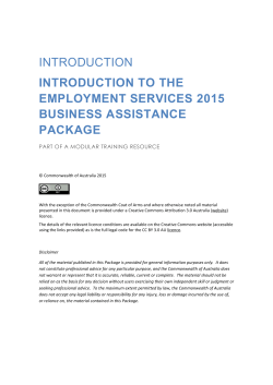 Introduction to the Employment Services 2015 Business Adjustment