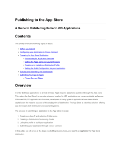 Publishing to the App Store Contents Overview
