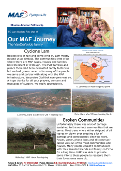 Our MAF Journey - 2015 Mar  - MAF Donations