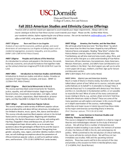 Fall 2015 American Studies and Ethnicity Course Offerings