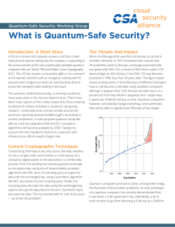What is Quantum-Safe Security?