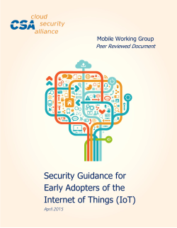 Security Guidance for Early Adopters of the Internet of Things (IoT)