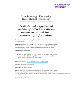 Nutritional supplement habits of athletes with an impairment and