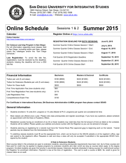 2015 Class Schedules - San Diego University for Integrative Studies