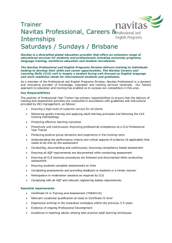 Navitas Professional, Careers & Internships Saturdays / Sundays