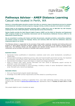 Pathways Advisor - AMEP Distance Learning Casual role located in