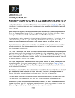 media release: celebrity chefs throw their support behind earth hour