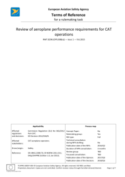 Terms of Reference Review of aeroplane performance