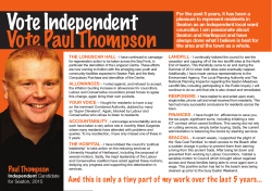 Vote Independent Vote Paul Thompson