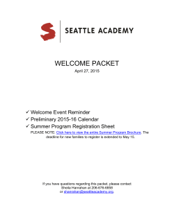 Welcome Packet - Seattle Academy of Arts and Sciences