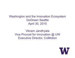 Washington and the Innovation Ecosystem GoGreen Seattle April 30