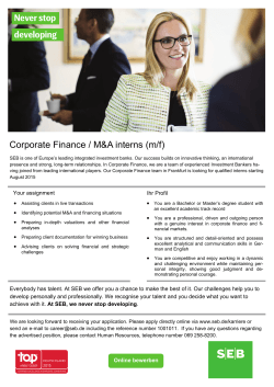 Corporate Finance / M&A interns (m/f) Never stop developing