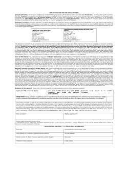 APPLICATION FORM FOR THE RETAIL OFFERING General