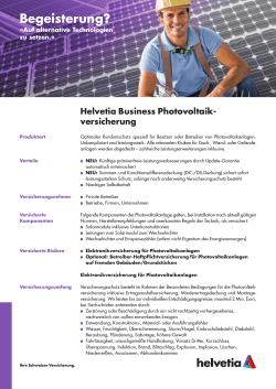 Vertriebsinfo | Helvetia Business Photovoltaikversicherung