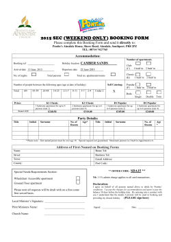 2015 SEC (WEEKEND ONLY) BOOKING FORM