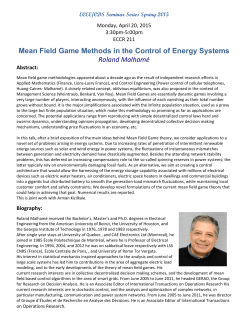 Mean Field Game Methods in the Control of Energy Systems Roland