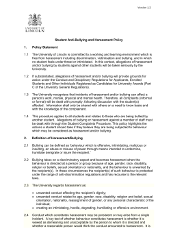 Student Anti-Bullying and Harassment Policy 1. Policy