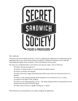 Dear Applicant: Welcome to the Secret Sandwich Society. Prior to