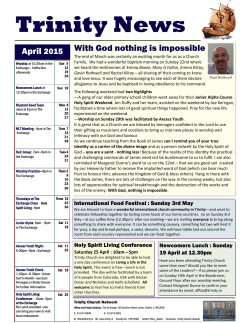 April 2015 Trinity News - Trinity Church Network