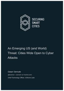 An Emerging US (and World) Threat: Cities Wide Open to Cyber