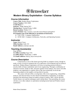 Modern Binary Exploitation Course Syllabus